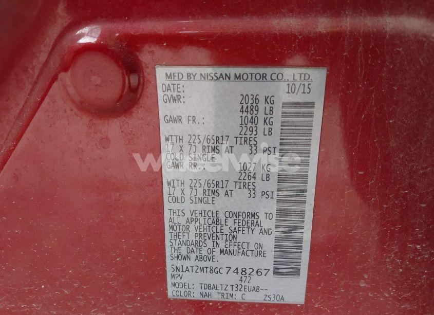 Photo 9 of 2016 Nissan Rogue S/SL/SV (VIN 5N1AT2MT8GC748267)