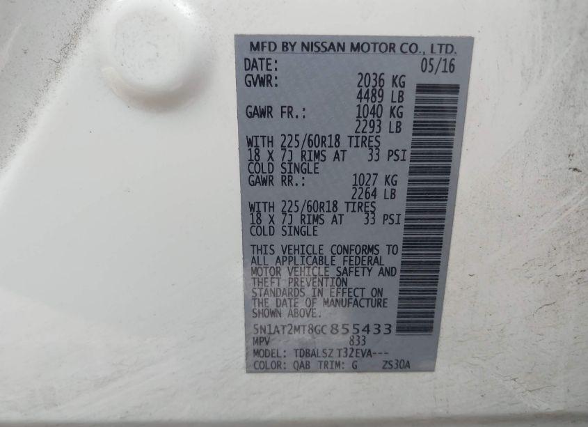 Photo 9 of 2016 Nissan Rogue SL (VIN 5N1AT2MT8GC855433)