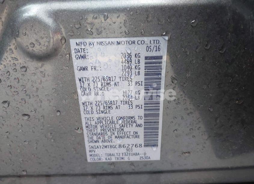 Photo 9 of 2016 Nissan Rogue SV (VIN 5N1AT2MT8GC862768)