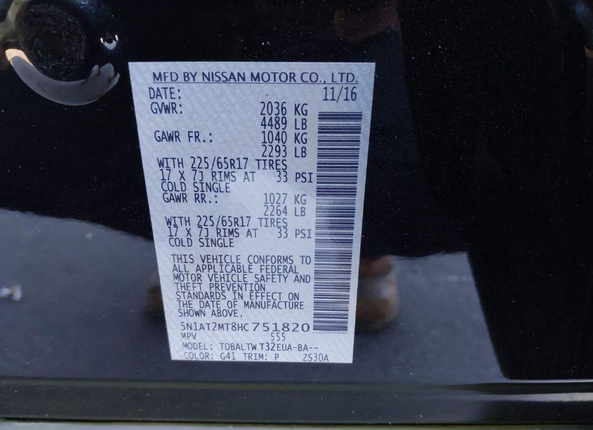 Photo 9 of 2017 Nissan Rogue SV (VIN 5N1AT2MT8HC751820)