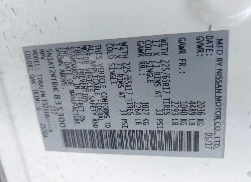 Photo 9 of 2017 Nissan Rogue S (VIN 5N1AT2MT8HC835300)