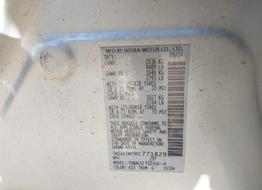 Photo 9 of 2015 Nissan Rogue SL (VIN 5N1AT2MT9FC771829)