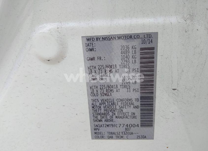 Photo 9 of 2015 Nissan Rogue SL (VIN 5N1AT2MT9FC774004)