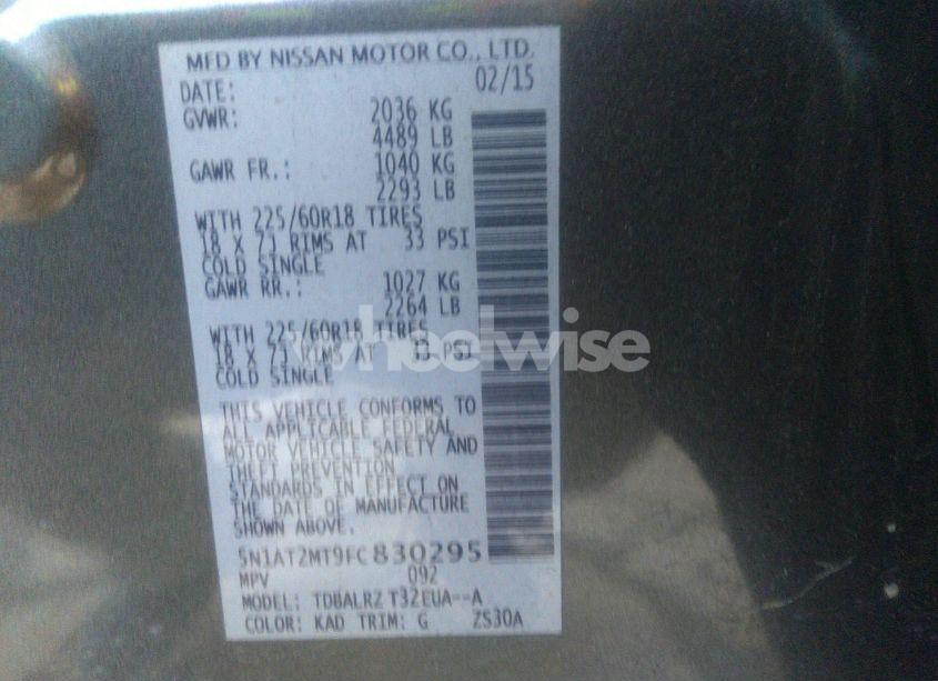 Photo 9 of 2015 Nissan Rogue SL (VIN 5N1AT2MT9FC830295)