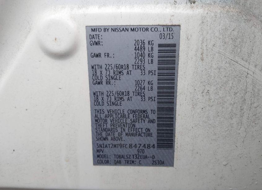 Photo 9 of 2015 Nissan Rogue SL (VIN 5N1AT2MT9FC847484)