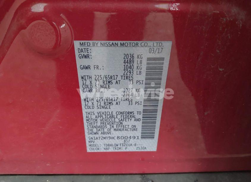 Photo 9 of 2017 Nissan Rogue SV (VIN 5N1AT2MT9HC800491)