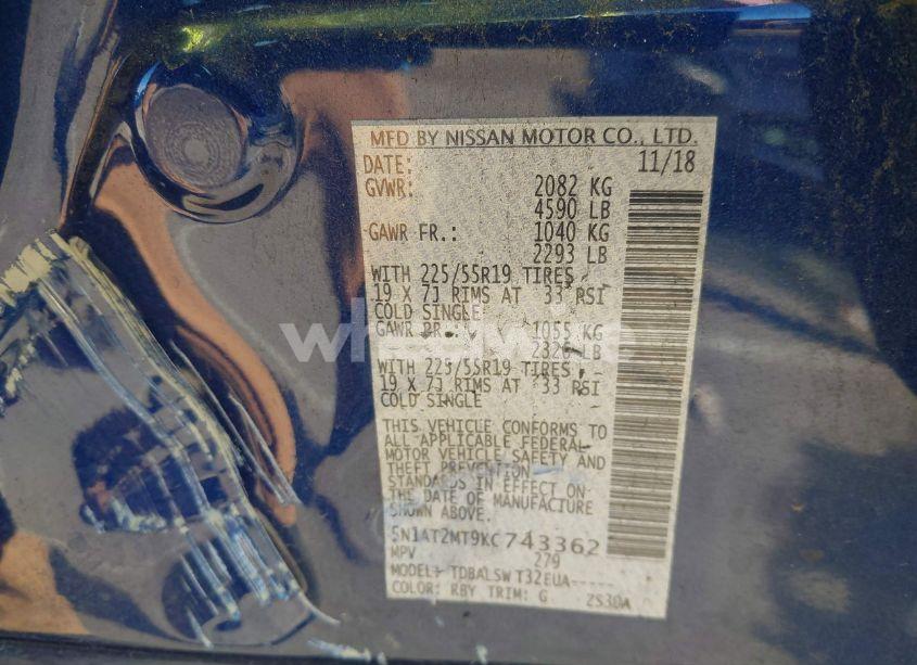 Photo 9 of 2019 Nissan Rogue SL (VIN 5N1AT2MT9KC743362)