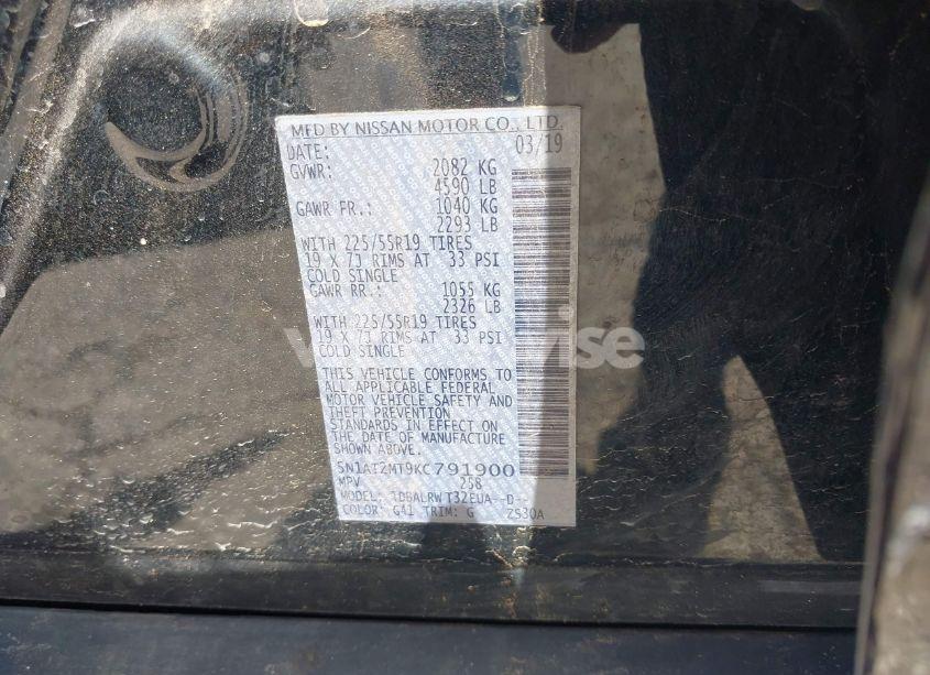 Photo 9 of 2019 Nissan Rogue SL (VIN 5N1AT2MT9KC791900)