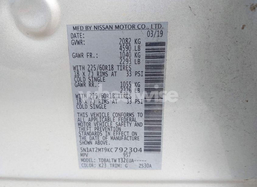 Photo 9 of 2019 Nissan Rogue SV (VIN 5N1AT2MT9KC792304)