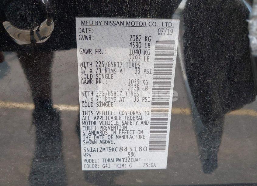 Photo 9 of 2019 Nissan Rogue S (VIN 5N1AT2MT9KC845180)