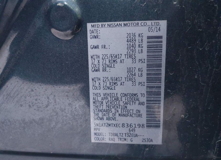 Photo 9 of 2014 Nissan Rogue SV (VIN 5N1AT2MTXEC836198)