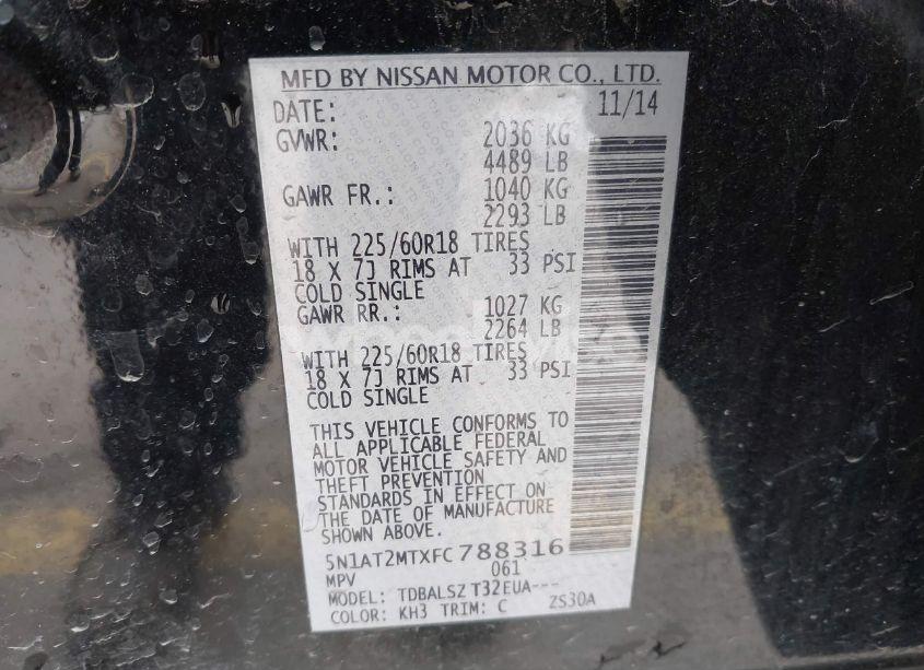 Photo 9 of 2015 Nissan Rogue SL (VIN 5N1AT2MTXFC788316)