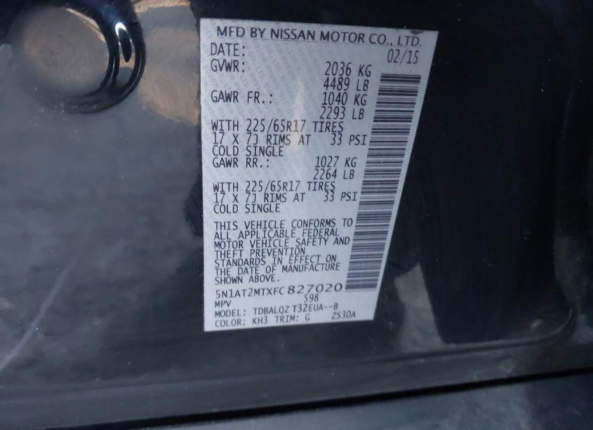 Photo 9 of 2015 Nissan Rogue SV (VIN 5N1AT2MTXFC827020)