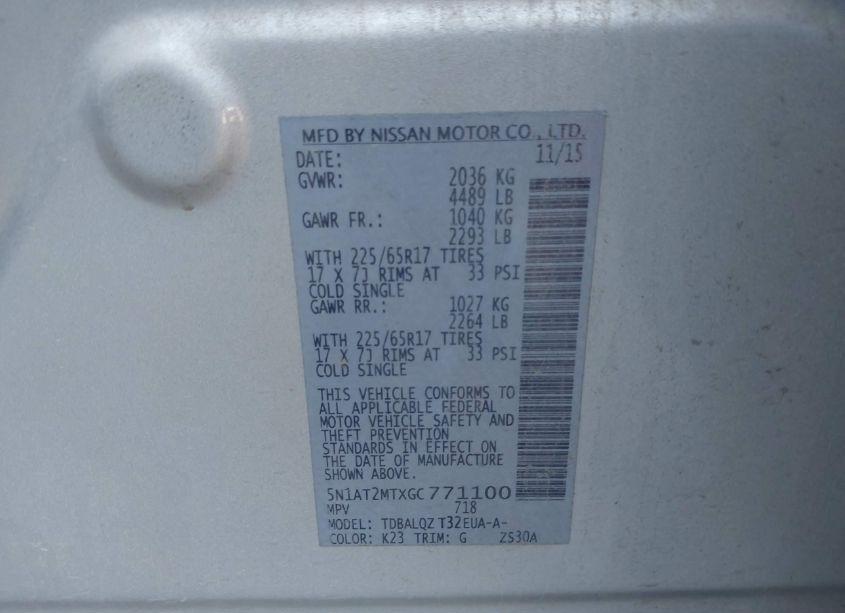 Photo 9 of 2016 Nissan Rogue SV (VIN 5N1AT2MTXGC771100)