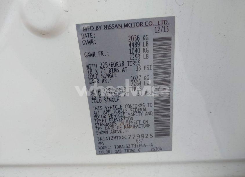 Photo 9 of 2016 Nissan Rogue SL (VIN 5N1AT2MTXGC779925)