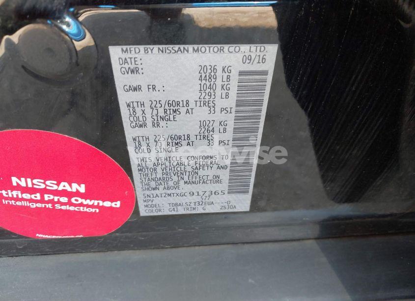 Photo 9 of 2016 Nissan Rogue SL (VIN 5N1AT2MTXGC917365)