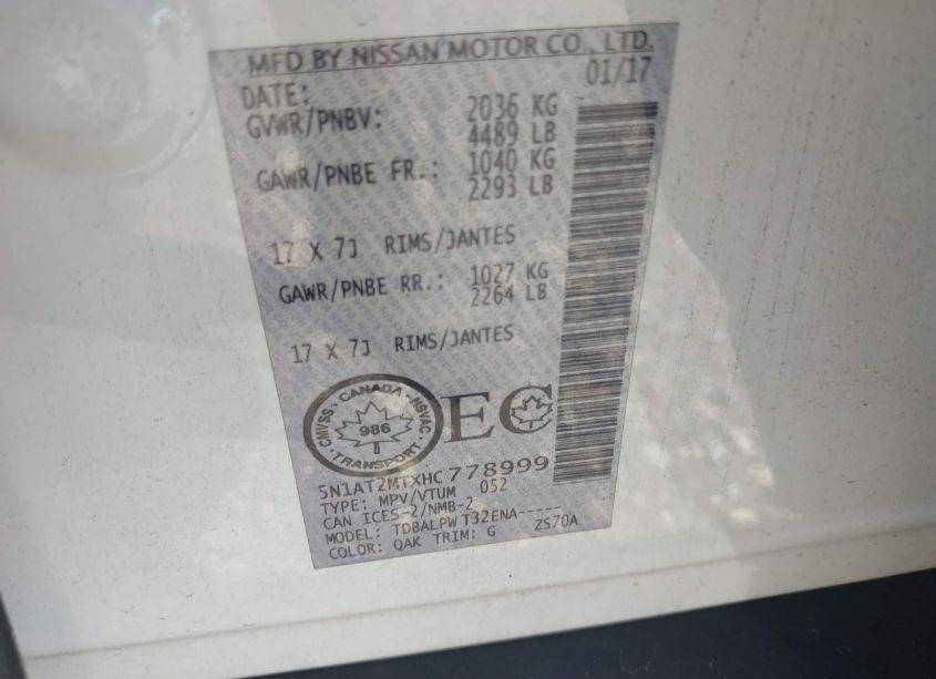 Photo 9 of 2017 Nissan Rogue S/SL/SV (VIN 5N1AT2MTXHC778999)