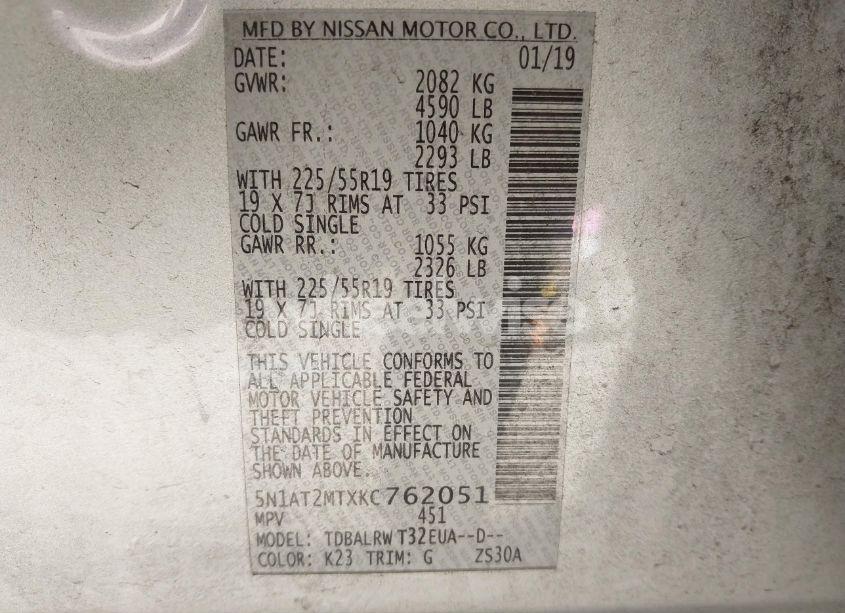 Photo 9 of 2019 Nissan Rogue SL (VIN 5N1AT2MTXKC762051)