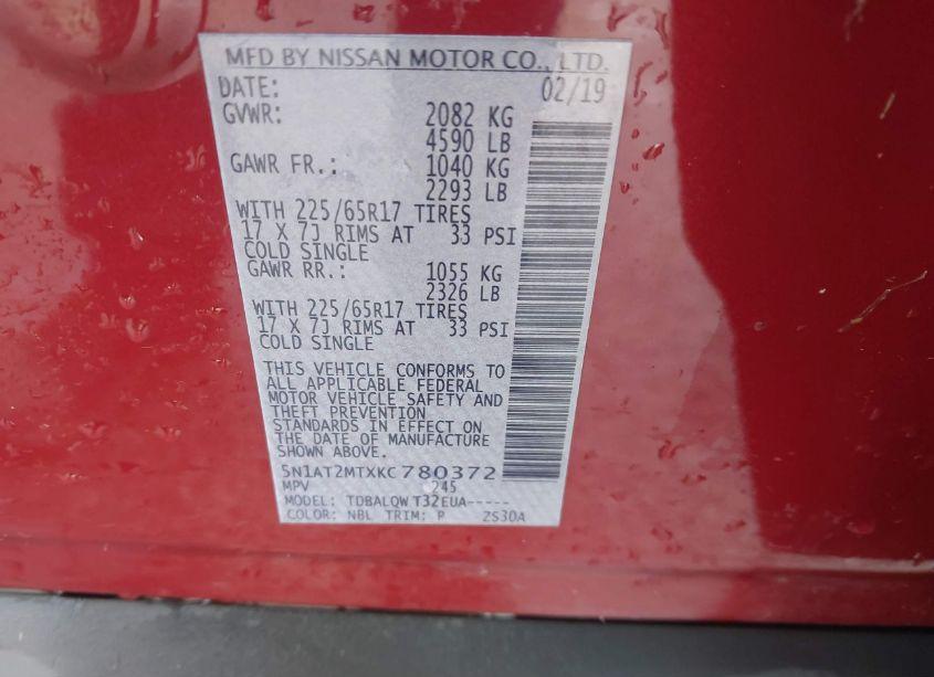 Photo 9 of 2019 Nissan Rogue SV (VIN 5N1AT2MTXKC780372)