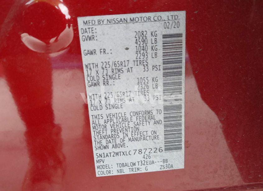 Photo 9 of 2020 Nissan Rogue SV FWD (VIN 5N1AT2MTXLC787226)