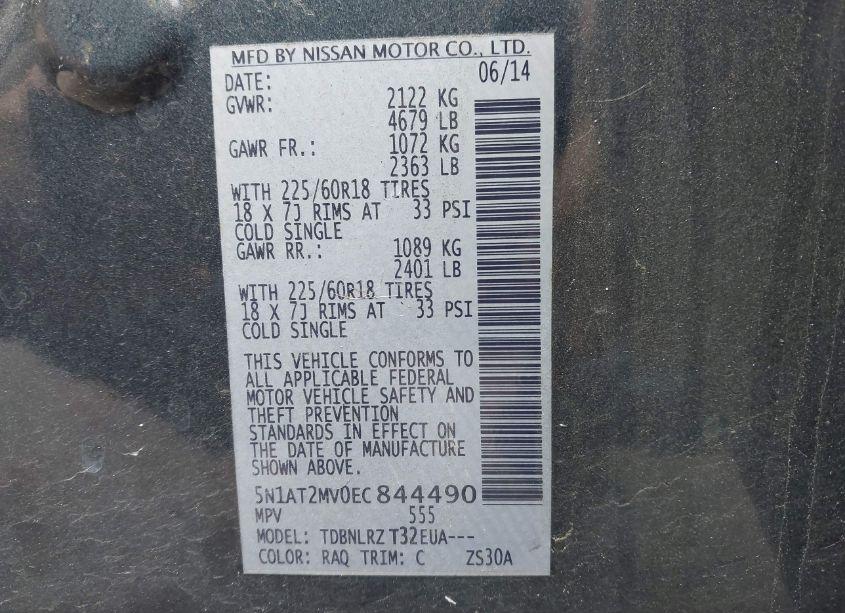 Photo 9 of 2014 Nissan Rogue SL (VIN 5N1AT2MV0EC844490)