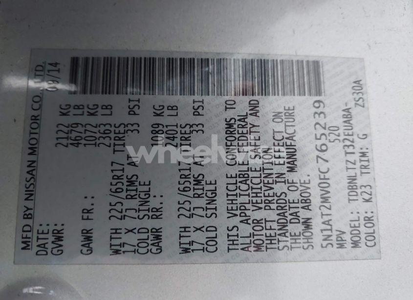 Photo 9 of 2015 Nissan Rogue SV (VIN 5N1AT2MV0FC765239)