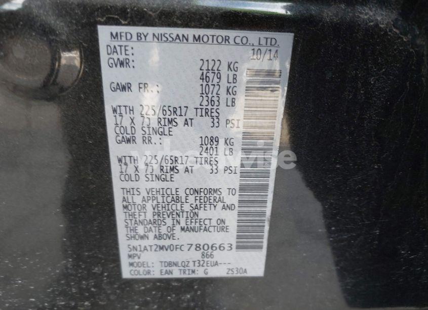 Photo 9 of 2015 Nissan Rogue SV (VIN 5N1AT2MV0FC780663)