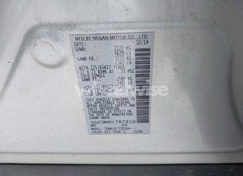 Photo 9 of 2015 Nissan Rogue SV (VIN 5N1AT2MV0FC787810)