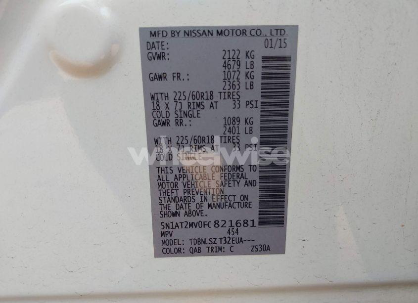 Photo 9 of 2015 Nissan Rogue SL (VIN 5N1AT2MV0FC821681)