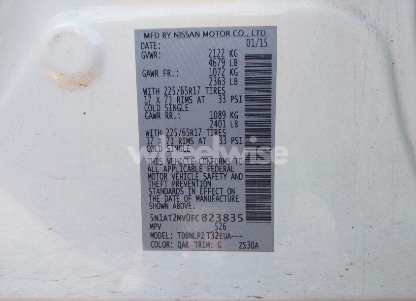 Photo 9 of 2015 Nissan Rogue S (VIN 5N1AT2MV0FC823835)