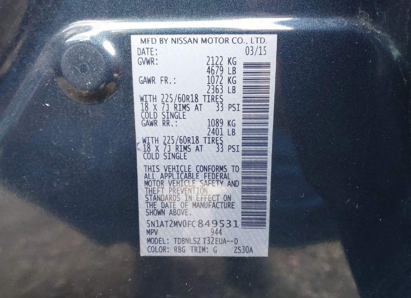 Photo 9 of 2015 Nissan Rogue SL (VIN 5N1AT2MV0FC849531)