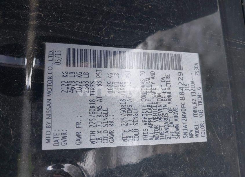 Photo 9 of 2015 Nissan Rogue SL (VIN 5N1AT2MV0FC884229)