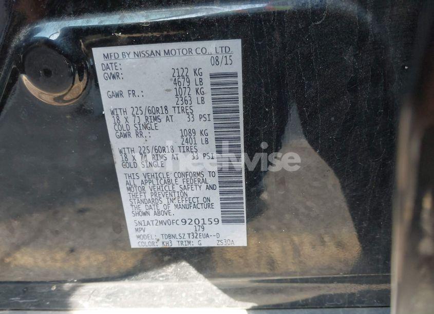 Photo 9 of 2015 Nissan Rogue SL (VIN 5N1AT2MV0FC920159)