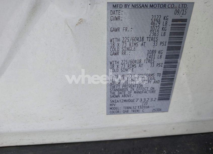 Photo 9 of 2016 Nissan Rogue SL (VIN 5N1AT2MV0GC733232)