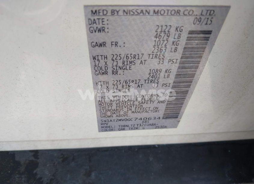 Photo 9 of 2016 Nissan Rogue SV (VIN 5N1AT2MV0GC740634)