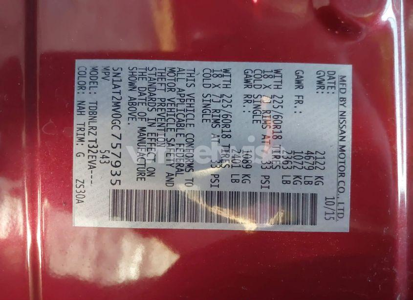 Photo 9 of 2016 Nissan Rogue SL (VIN 5N1AT2MV0GC757935)