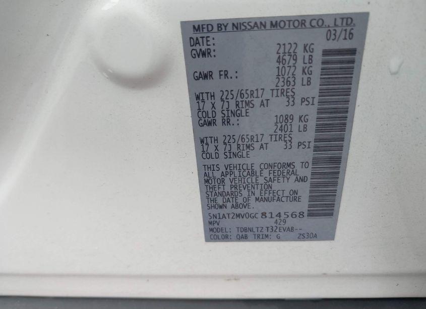 Photo 9 of 2016 Nissan Rogue SV (VIN 5N1AT2MV0GC814568)