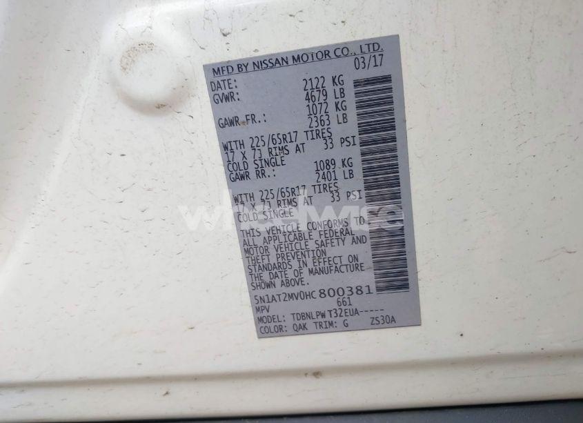 Photo 9 of 2017 Nissan Rogue S (VIN 5N1AT2MV0HC800381)