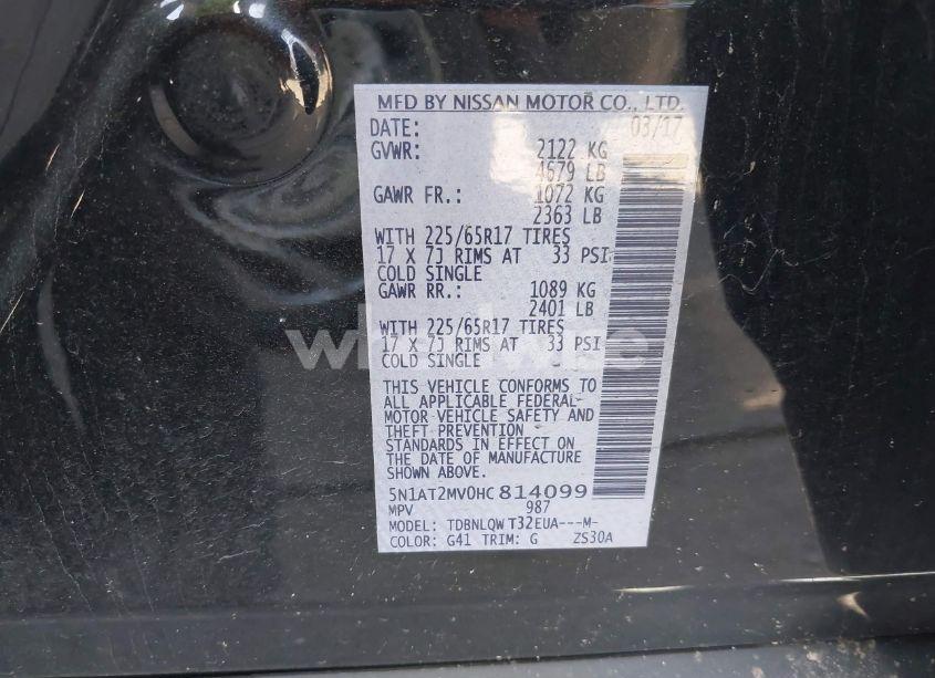 Photo 9 of 2017 Nissan Rogue SV (VIN 5N1AT2MV0HC814099)