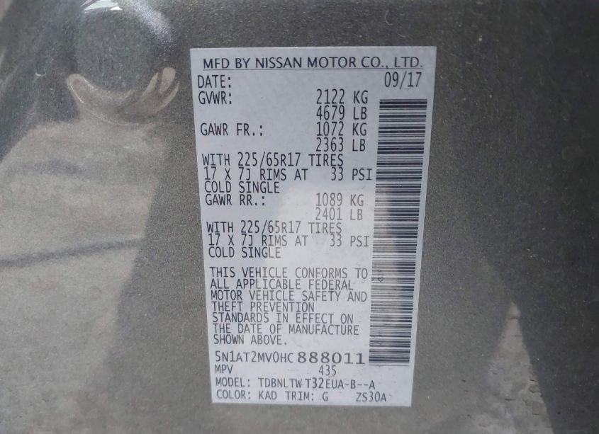 Photo 9 of 2017 Nissan Rogue SV (VIN 5N1AT2MV0HC888011)