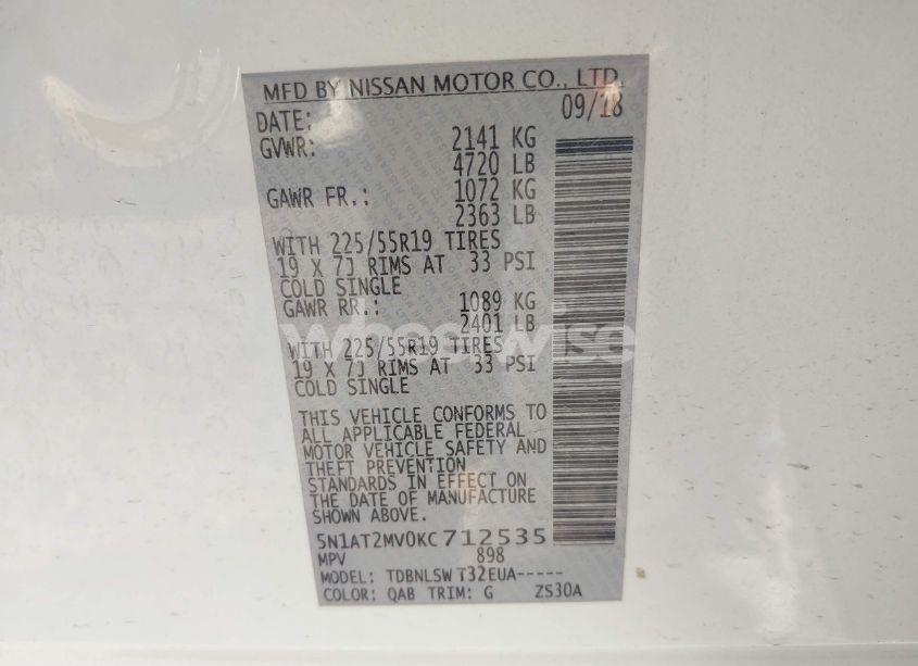 Photo 9 of 2019 Nissan Rogue SL (VIN 5N1AT2MV0KC712535)