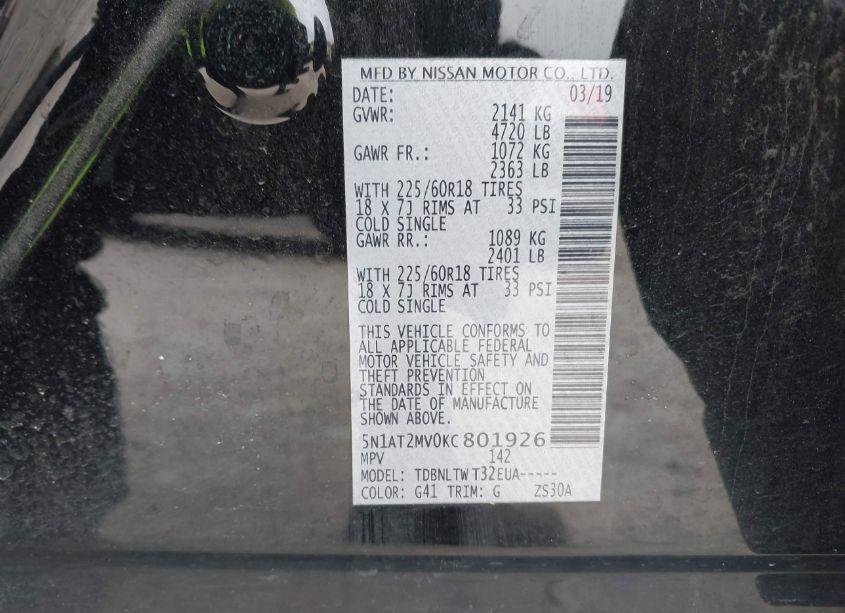 Photo 9 of 2019 Nissan Rogue SV (VIN 5N1AT2MV0KC801926)