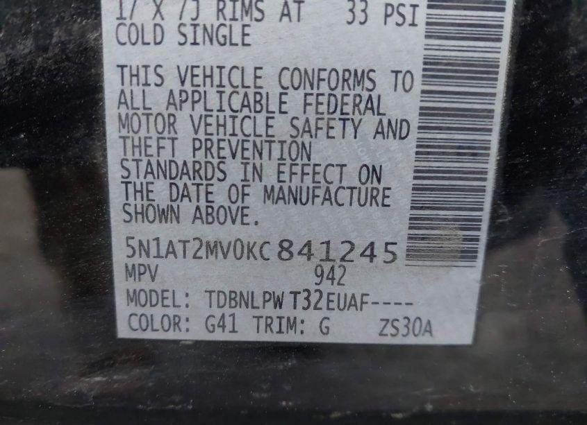 Photo 9 of 2019 Nissan Rogue S (VIN 5N1AT2MV0KC841245)