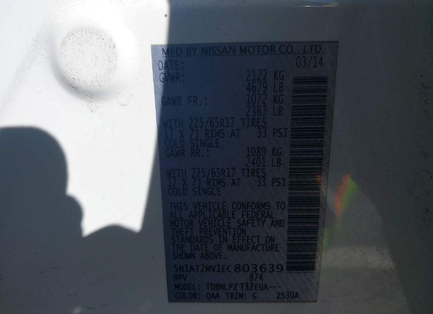 Photo 9 of 2014 Nissan Rogue S/SL/SV (VIN 5N1AT2MV1EC803639)