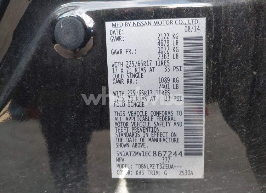 Photo 9 of 2014 Nissan Rogue S (VIN 5N1AT2MV1EC867244)