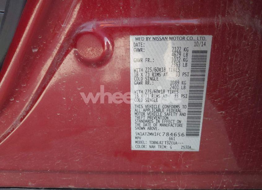 Photo 9 of 2015 Nissan Rogue SL (VIN 5N1AT2MV1FC784656)