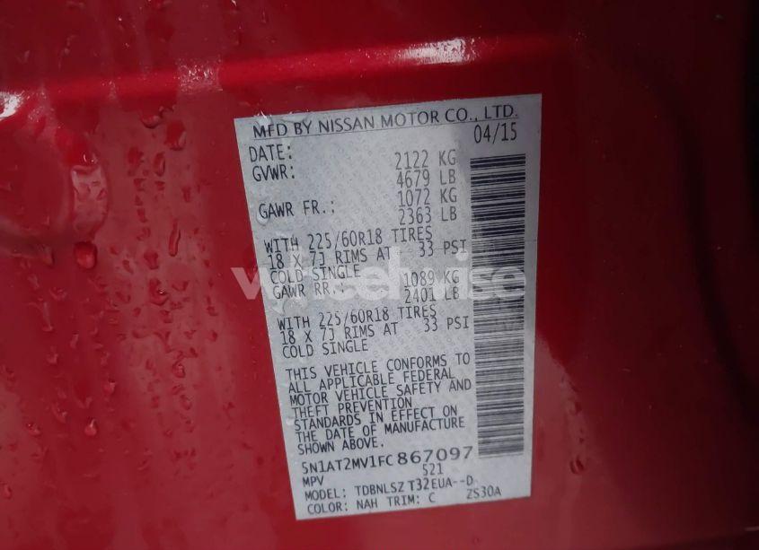 Photo 9 of 2015 Nissan Rogue SL (VIN 5N1AT2MV1FC867097)