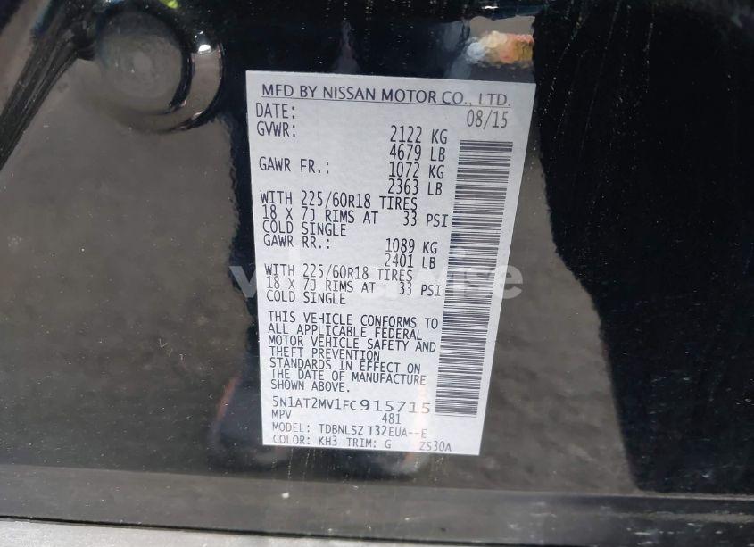 Photo 9 of 2015 Nissan Rogue SL (VIN 5N1AT2MV1FC915715)