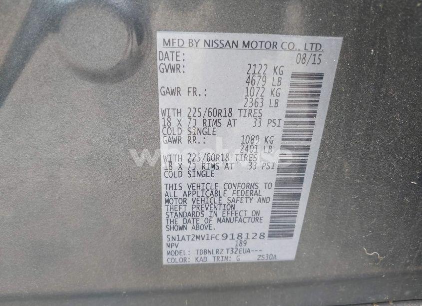 Photo 9 of 2015 Nissan Rogue SL (VIN 5N1AT2MV1FC918128)