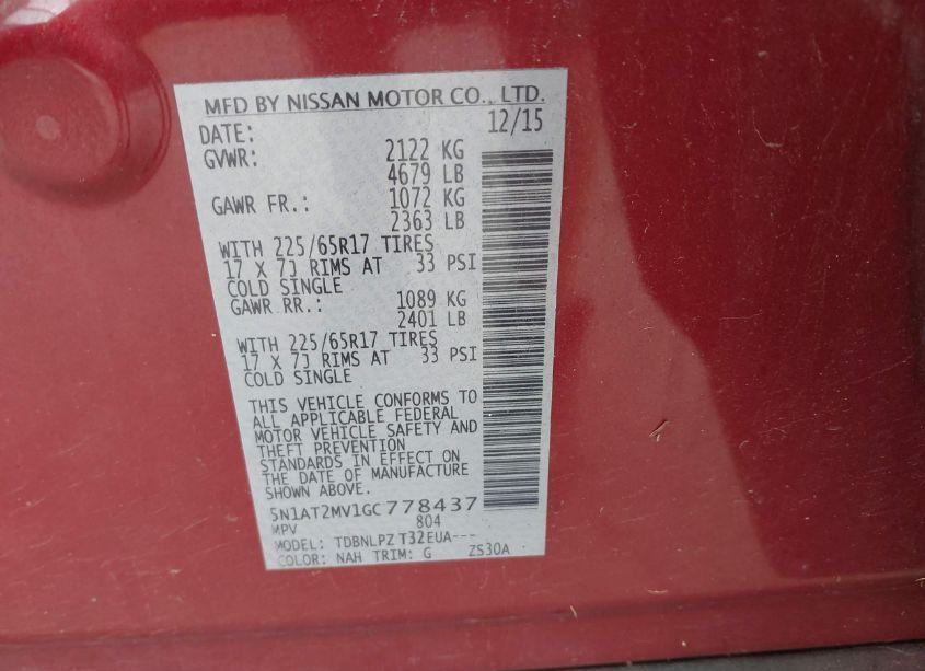 Photo 9 of 2016 Nissan Rogue S/SL/SV (VIN 5N1AT2MV1GC778437)
